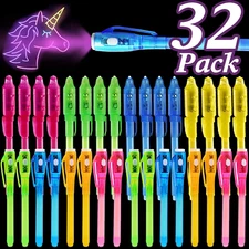 [ 2 Style ] 32 Pack Valentines Day Gifts for Kids Classroom Invisible Ink Pen wi