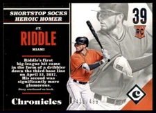 2017 Panini Chronicles Silver J.T. Riddle Rookie /499 Miami Marlins #138