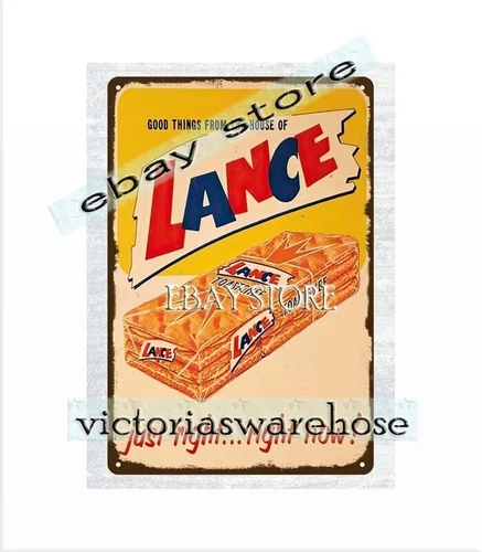 Lance Crackers Snacks metal tin sign cabin lounge wall art