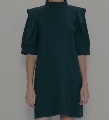 NWT ZARA High collar mini dress with short puff sleeves size M A-line  silhouette | eBay