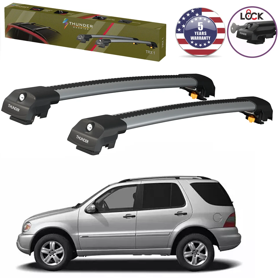 For Mercedes M Class ML 1998 2005 Gray Top Cross Bars Roof Racks Carrier Foto 2 de 4