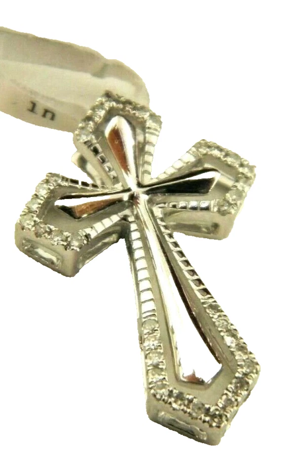 Кулон с бриллиантовым крестом из чистого белого золота 14 карат (0,11 карата) t.w.) - Изображение 4 из 4