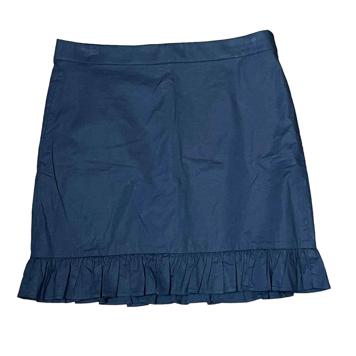 NWT J.Crew Mercantile Blue Double Serge Wool A-line Ruffle Mini Skirt Size 4