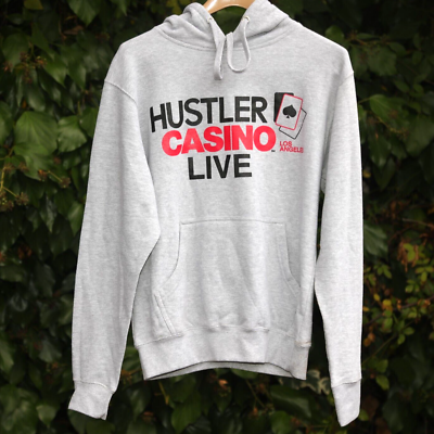 HUSTLER Casino Live Jackpot Vibes, Gray Unisex Hoodie cotton