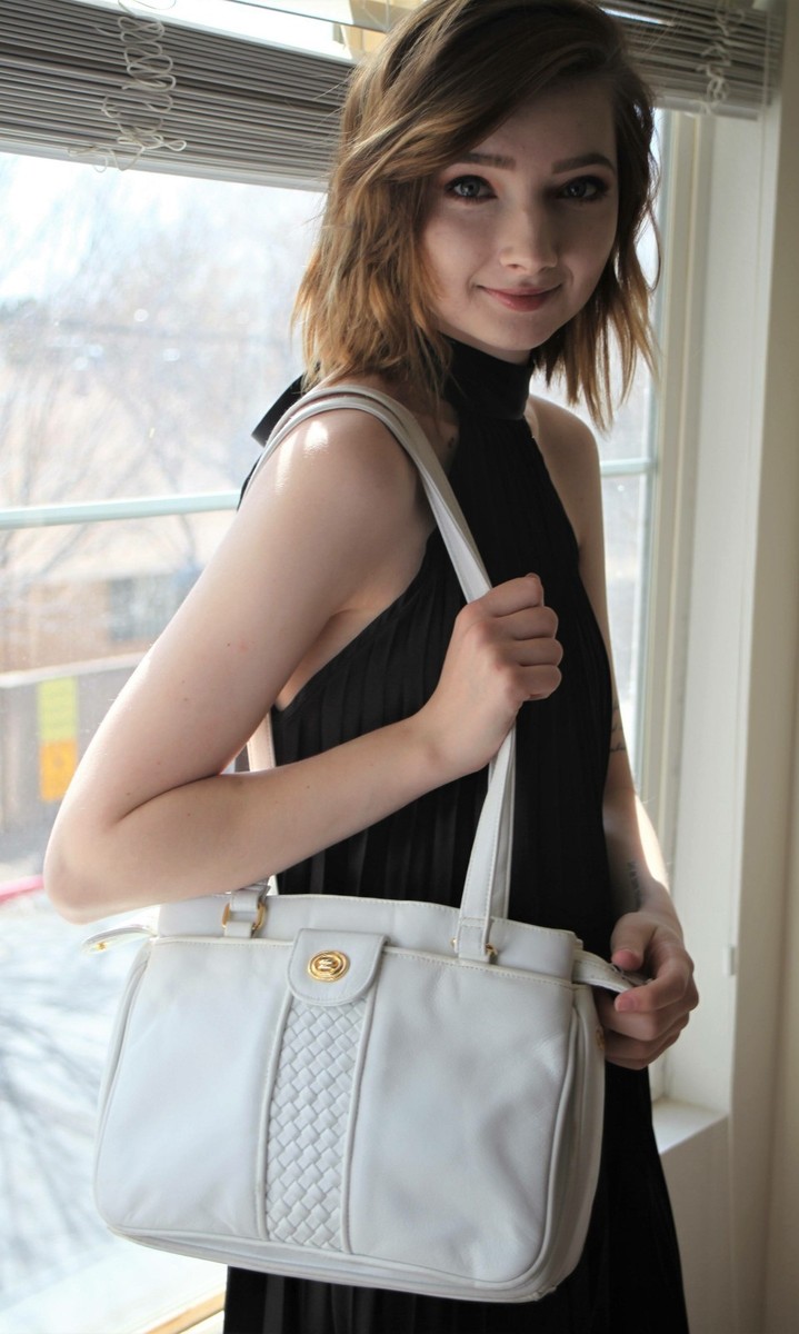 Del Mano Classic Purse Shoulder Strap Handbag Woven 3 Zipper