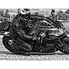 Black White Motorcycle Motorbike Racer Huge Wall Art Poster Print