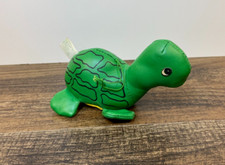 Vintage Mini 4" Vinyl Turtle Plush Russ Berrie Brown w/Hanging String Yellow