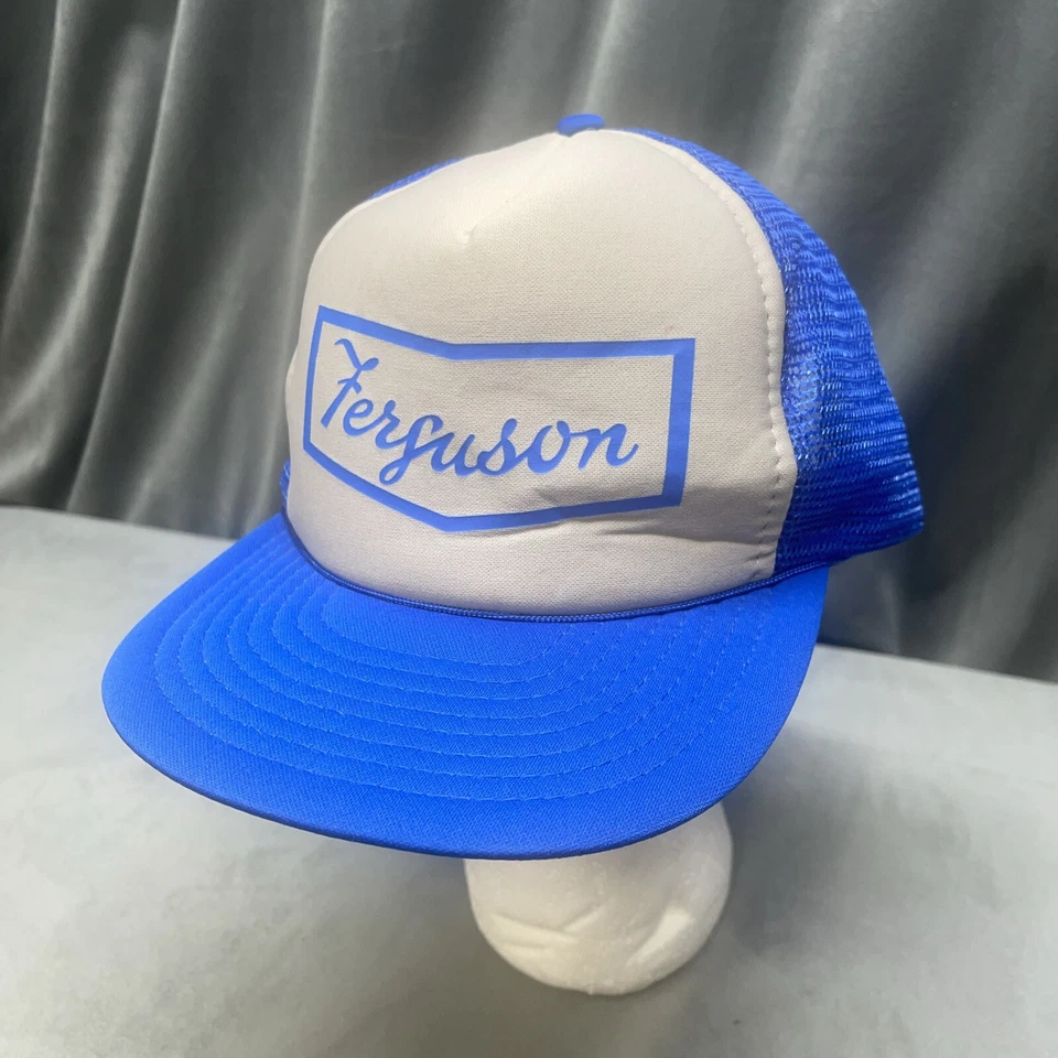 Ferguson Logo Tractor Promo Snapback Hat Blue W/ Gray Panel Detroit Lion Colors - Image 3 of 4