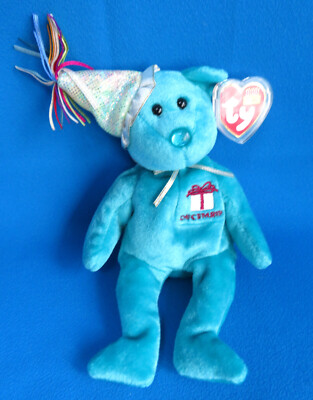 TÜRKIS DEZEMBER GEBURTSTAG TEDDYBÄR Stofftier   TY Beanie BABYS BABY VINTAGE 02
