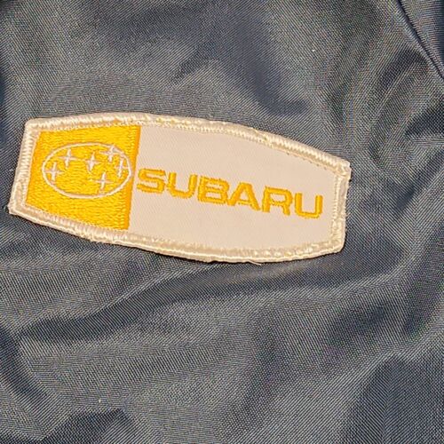 Vintage Subaru Nylon Windbreaker Race Shop Work Jacket Men Small Blue - Afbeelding 1 van 16