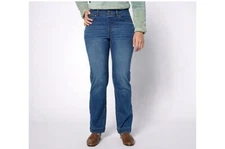 NWT Denim & Co. Regular Cozy Touch Slim Straight Jean A623066 Medium Wash Sz 12