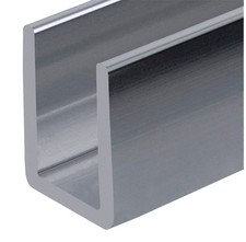 Brushed Stainless 3/8" Fixed Panel Shower Door Deep U-Channel - 4 inch Sample