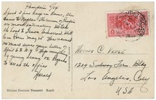 Tarjeta fotográfica Italia 1932 Pompeya a EE. UU. con Garibaldi 75c Solo, CDs POMPEI