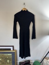 a new day Ribbed Mock Neck Sweater Dress, Flare Sleeves, Black, Sz XS NWT