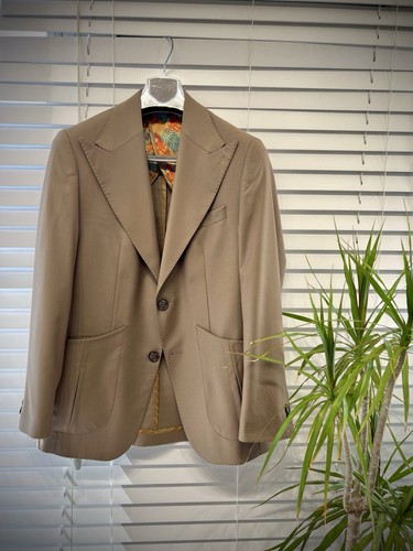 Tom Ford Style Wide Lapel NWT Men's Tan Beige Brown Blazer 36R
