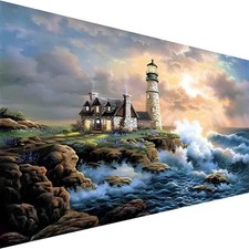 Large Paint by Number for Adults 24X16 Inch ,Lighthouse Paint by Numbers Kits fo