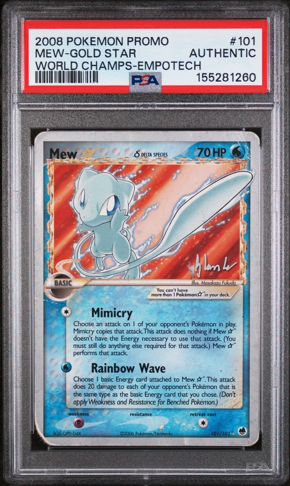 Pokémon Mew Gold Star 2008 World Champ Empotech 101/101 PSA AUTH (psa 1) POP 2