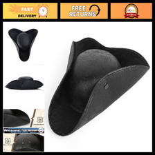Vintage Pirate Tricorn Hat for Men  Women  Faux-Leather Costume Accessory, Hal