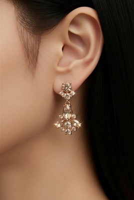 $45 Givenchy Murray Rose Chocolate Rose Golden Crystal Earrings 102 D GE
