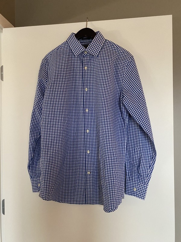 Banana Republic blue white checkered mens dress shirt Size Medium New