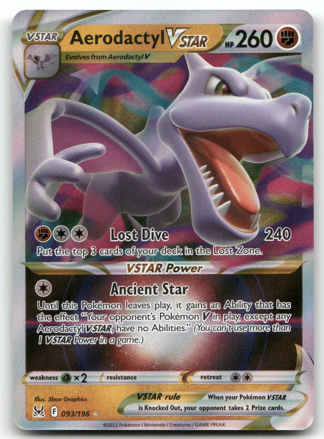 Aerodactyl VSTAR #93/196 (Holo) (NM) SWSH11: Lost Origin SWSH11 Pokemon