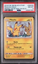 2019 POKEMON SM BLACK STAR PROMO #SM162 PIKACHU-HOLO PROMO PSA 8 (Q969