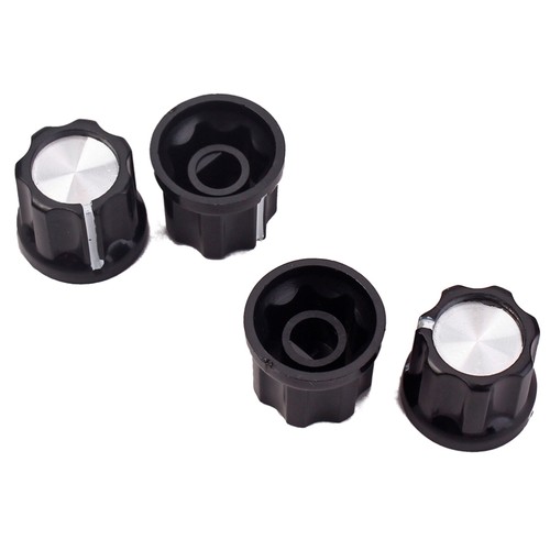 8 Pezzi Manopola Amplificatore Chitarra Basso Nero Argento Pulsanti Tipo D Albero Pot Manopole (Nero) - Foto 10 di 12