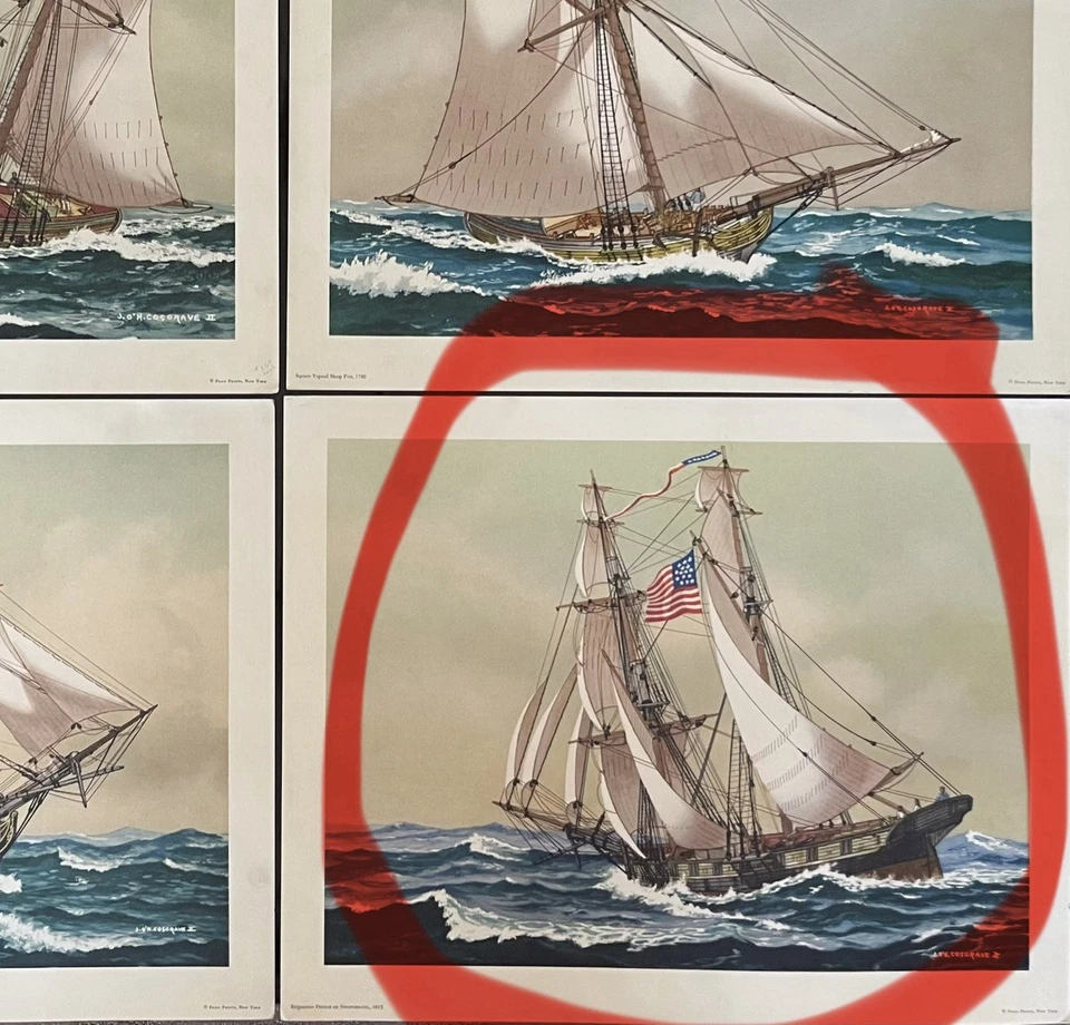 Vintage John O'Hara Cosgrove "Brigantine Prince de Neufchatel, 1812" Lithograph - Image 2 of 4