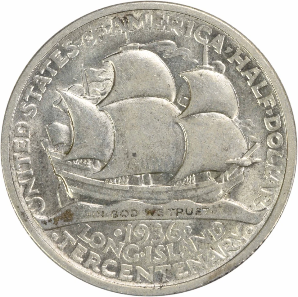 Long Island Commemorative Silver Half Dollar 1936 AU Uncertified #223 - Image 2 of 2