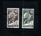 PORTUGAL-ERRO-2 selos usados Nº577. 1 com ERRO DE COR (VERDE).
