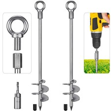 30" Heavy-Duty Ground Anchors Screw in, 3" Wide Spiral Earth Anchors for Swin...