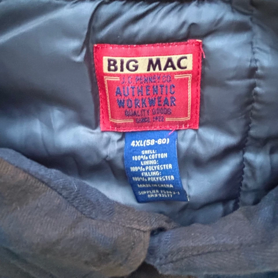 NWT Old Stock JC Penney BIG MAC Mens 4XL Lined Flannel Shirt Jacket Snaps Plaid - Image 2 of 4