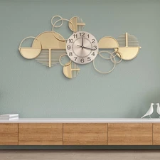 Modern Wall Clock Mid Century Living Large Metal Minimalist Gold Home Decor
