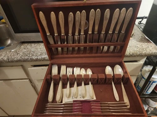 International Sterling WEDGWOOD 1924 Flatware Set Service for 12 w/ Chest 49 pcs