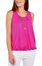 Women’s sleeveless top – Ladie’s Plain Round Scoop Neckline Bubble Hem Vest UK
