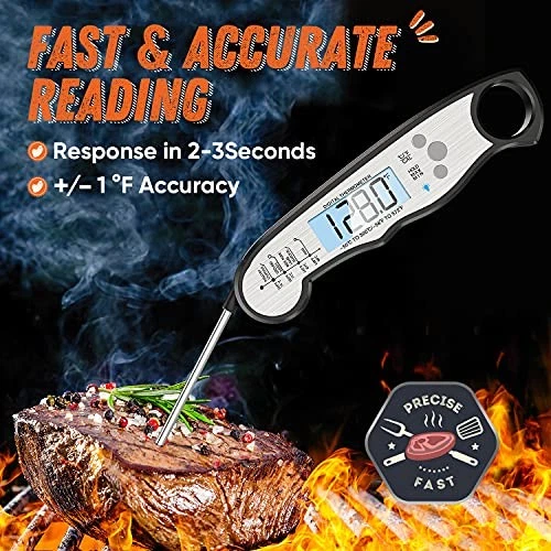 IMSAFERELL DIGITAL MEAT THERMOMETER INSTANT READ BACKLIGHT BLACK/SILVER