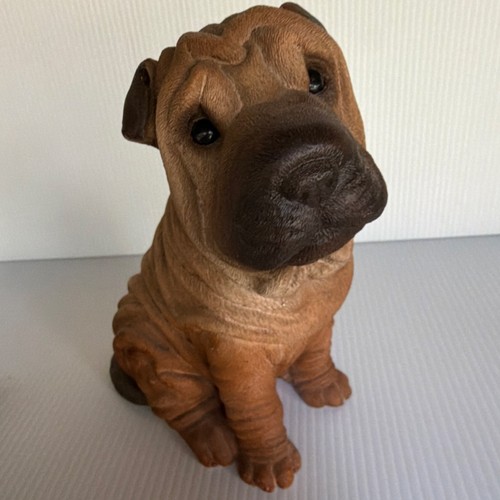 Vintage Livingstone Sandicast Shar Pei Dog Figurine Sculpture Collectible  8” 