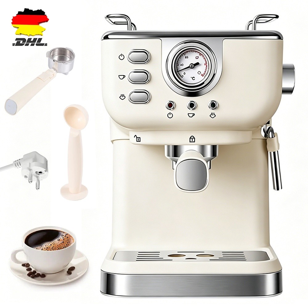 Macchina da caffè espresso portafiltro macchina caffè schiuma di latte 20 bar 1,5L 1050W IT