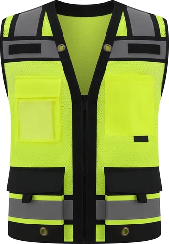 Class 2 High Visibility Reflective Safety Vests Women & Men with 15 Pockets and - product listing photo