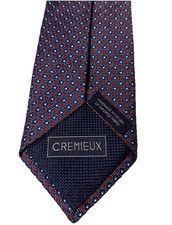 Cremieux Collection Tie Hand Made In USA 100% Silk Geometric Blue And Burgundy