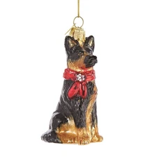 Noble Gems German Shepherd with Ribbon Glass Christmas Ornament NB0900GS New