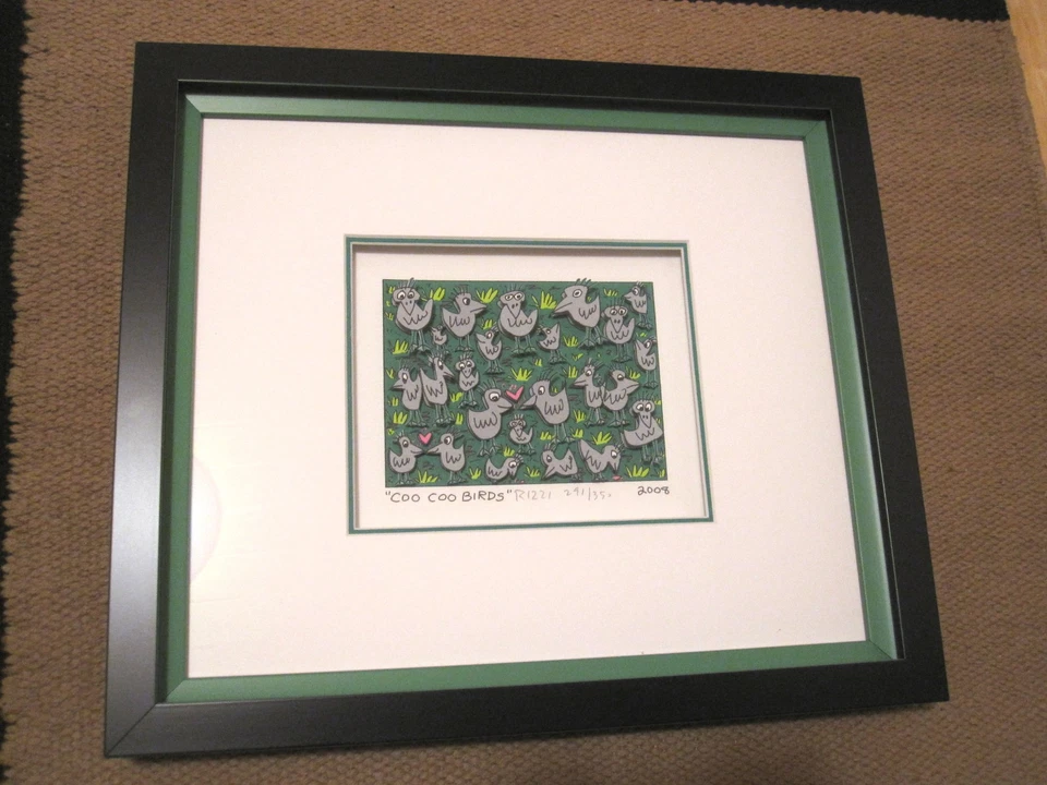 James Rizzi Coo Coo Birds 3D Grafik signiert nummeriert gerahmt mit Zertifikat - Bild 2 von 4