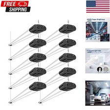 Linkable LED Utility Shop Light Set - 4400 LM 6500K Daylight 4 FT 10 Pack Black