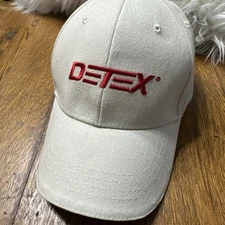 Detex Logo Ball Cap Adjustable Back Off White Red Embroidery