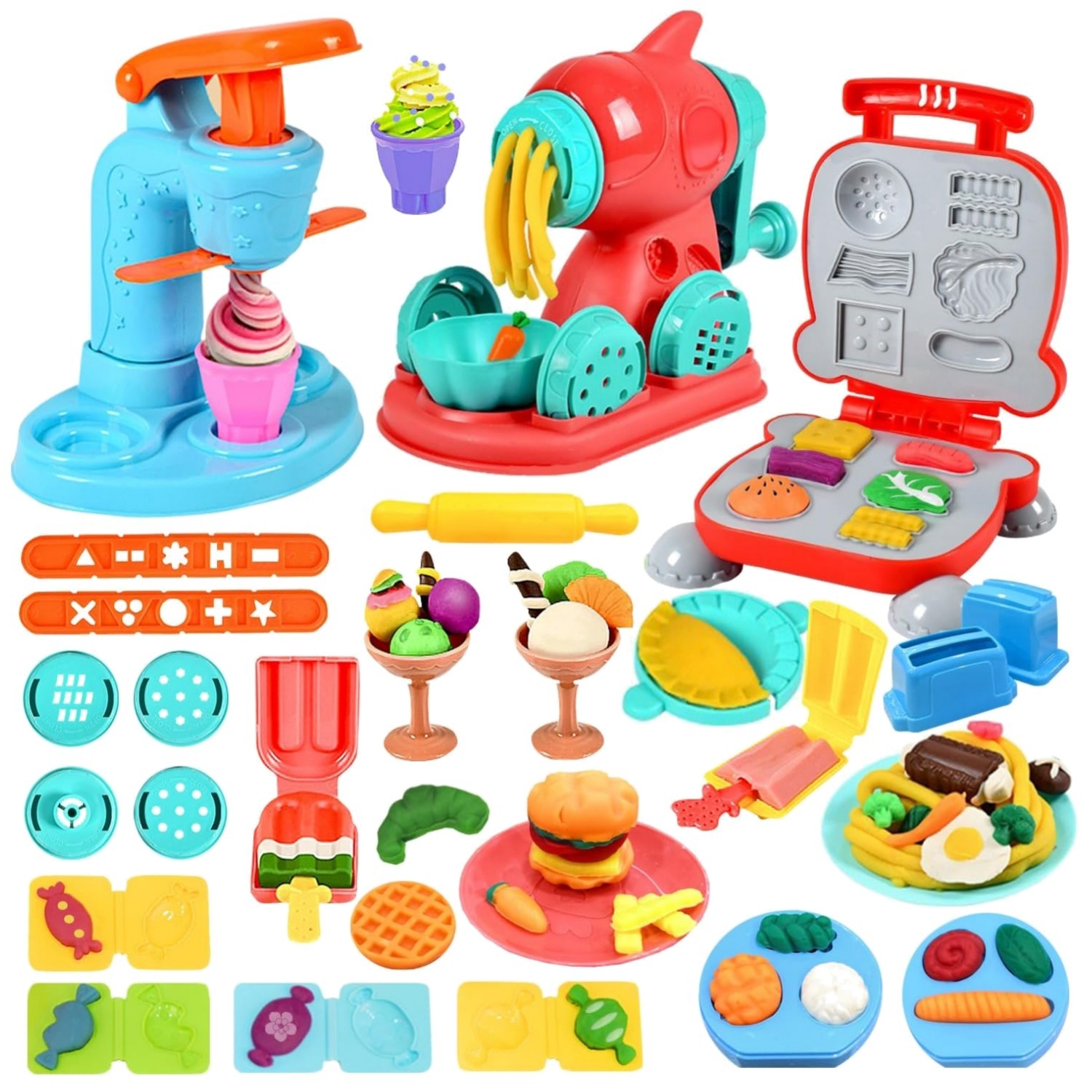 Knete Set Kinder 3in1 Knetmaschine Spielzeug Bastelset Geburtstag