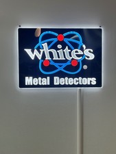 Vintage Whites Metal Detectors Dealer Light Up Sign Led
