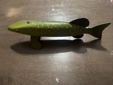Fred Bergman Signed Ice Fishing Decoy, Northern Pike 9 1/2”