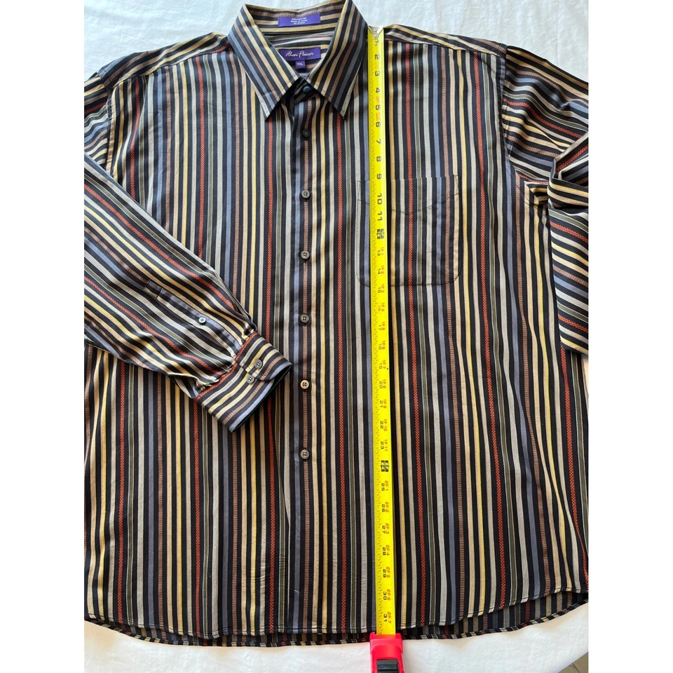 Camisa abotonada manga larga a rayas múltiples para hombre Alan River XXL 100 % algodón Foto 2 de 4