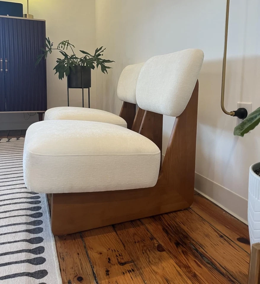 (Juego 2) Silla tapizada moderna de mediados de siglo sillas decorativas estilo japonés Foto 2 de 4