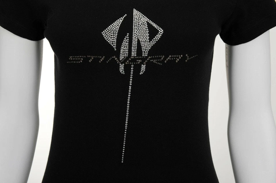 Camiseta Corvette C7 2014-2019 para mujer cuello redondo estrás con logotipo de raya Foto 3 de 4